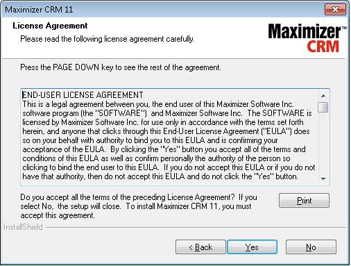 before continuing the installation, from this screen you can print a copy of the EULA for future reference should you require it. Step 3.