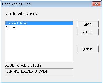 You will then be presented with an Open Address Book dialogue box, this dialogue should show you either the list of Address Books from your previous installation of Maximizer (if