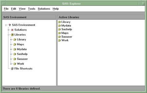 124 Deleting a SAS Table Chapter 11 Display 11.5 SAS Explorer Window 2 In the left pane of the SAS Explorer window, select the data library that contains the table that you want to delete.