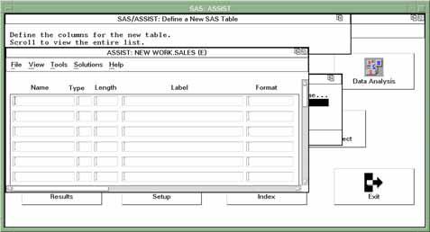 Entering Data Interactively Entering Data in a Tabular Format 127 If you want to store the data permanently, then select Permanent. A list of existing librefs appears.