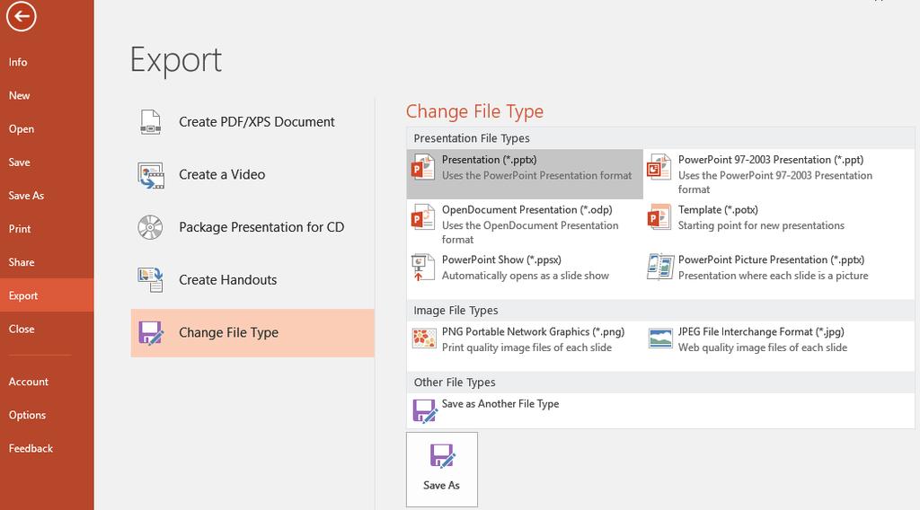 If you want to share a presentation with people that might not have the latest versions of MS PowerPoint on their computers, then you can always turn your presentation into a video.