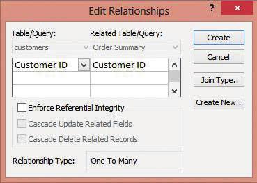 84 Lesson 3 Figure 3-30 Edit Relationships dialog box Primary table Common field for each table Related table Click to create relationship 6. Select the E nforce Referential Integrity check box.