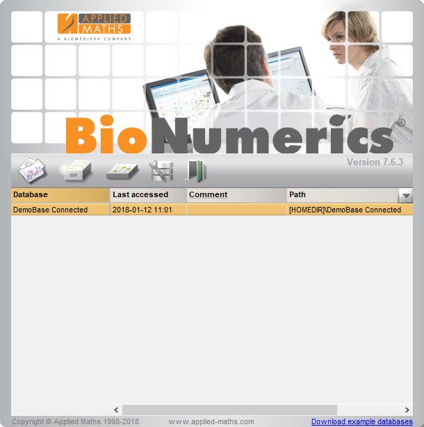 2 Figure 1: The BioNumerics Startup window.