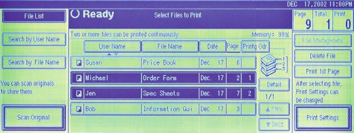 Once scanned, documents can be stored in the system s standard 20 GB Document Server for archival or later print-on-demand purposes.