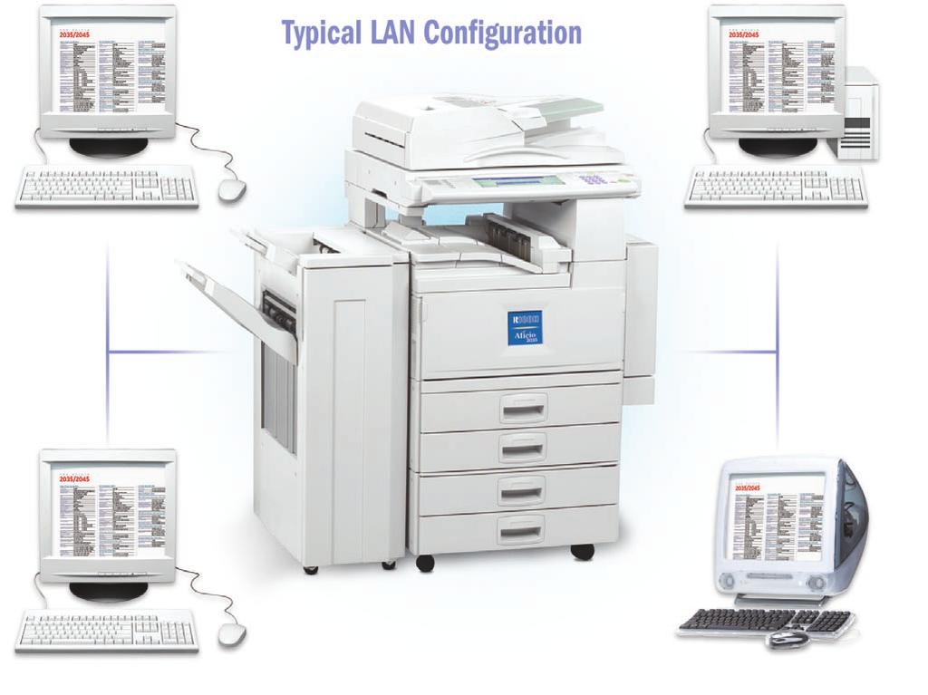 simplifies printing setup. Intuitive drivers make printing easy: Graphic drivers supporting PCL 5e/6 emulation, Adobe PostScript 3, and Ricoh s RPCS put total control at connected users fingertips.