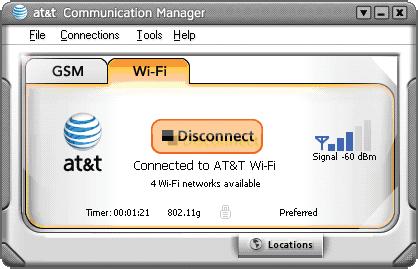 Using AT&T Communication Manager for Wi-Fi If your laptop has an internal Wi-Fi modem or Wi-Fi capability, AT&T Communication Manager can be used to manage your connection to any home, business or
