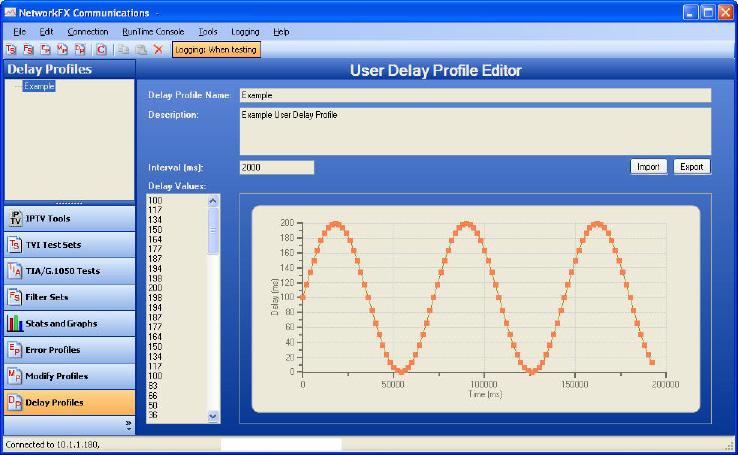 The running test case is graphically shown and this valuable feature allows you to correlate the behavior of the application under test with the impairments as they are applied.
