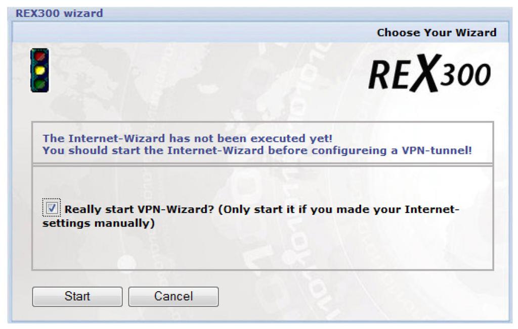 Click on the "Start" button with the mouse to start the VPN wizard.