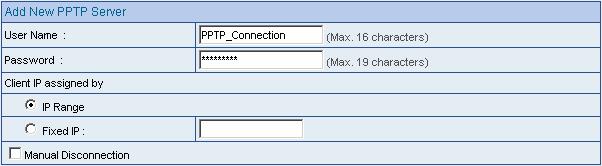 Example 6 Step 2. Using Company A s NUS-MH2400G, go to Policy Object > VPN > PPTP Server.