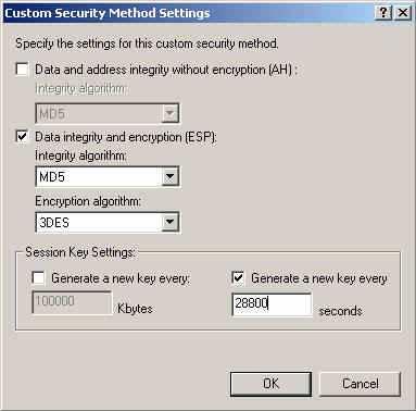 Example 2 Step 21. Check Data Integrity and encryption (ESP), and select MD5 for Integrity algorithm and 3DES for Encryption algorithm from the dropdown menu.