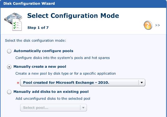 Select the storage pool configuration mode: a. Select Manually create a new pool as shown in Figure 6.