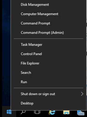 On First Hyper-V Host 1. Right-click the Start menu icon and select Disk Management. 2.