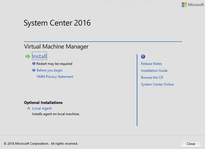 12. Select the VMM management server feature, which also selects the VMM console feature to install. Click Next. 13.
