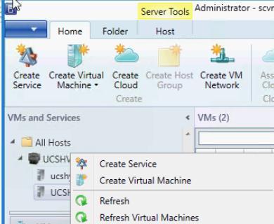 Right-click the host on which you have built the SCVMM and SMI-S virtual machines on and select Refresh