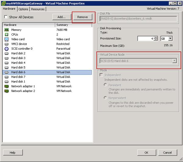 Managing Storage Volumes Verify that the Virtual Device Node value in the Virtual Machine Properties dialog box has the same value that you noted from a previous