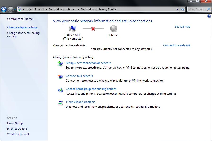 the PC to the network. 4. Click Local Area Connection. Note: The example shown here is using Windows 7.