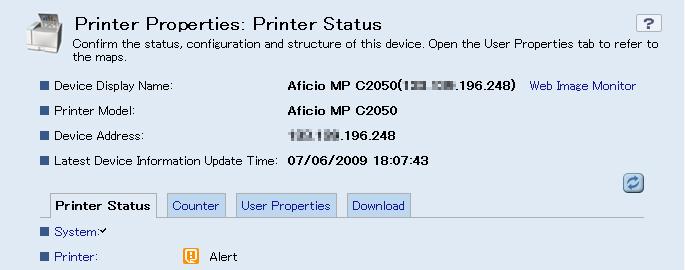 . Displaying Device Information 1. On the device list screen, click the properties icon.