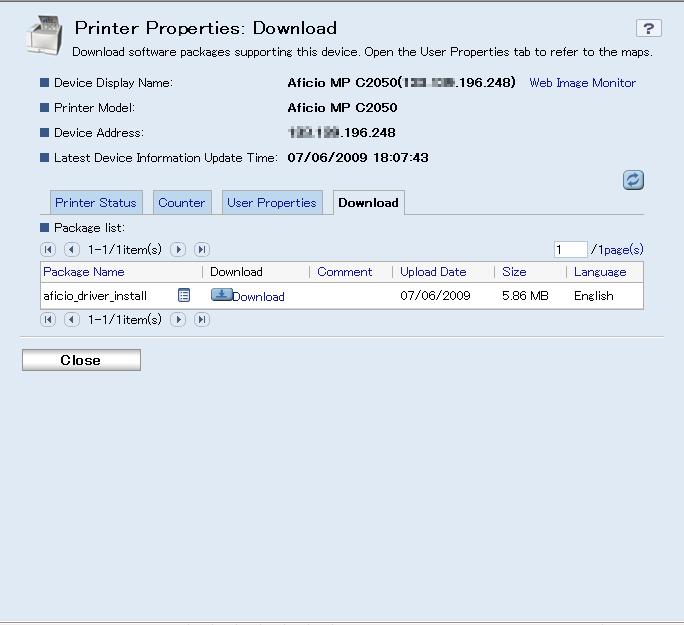 Downloading Packages. Click the [Download] tab on the properties screen. 4 4.