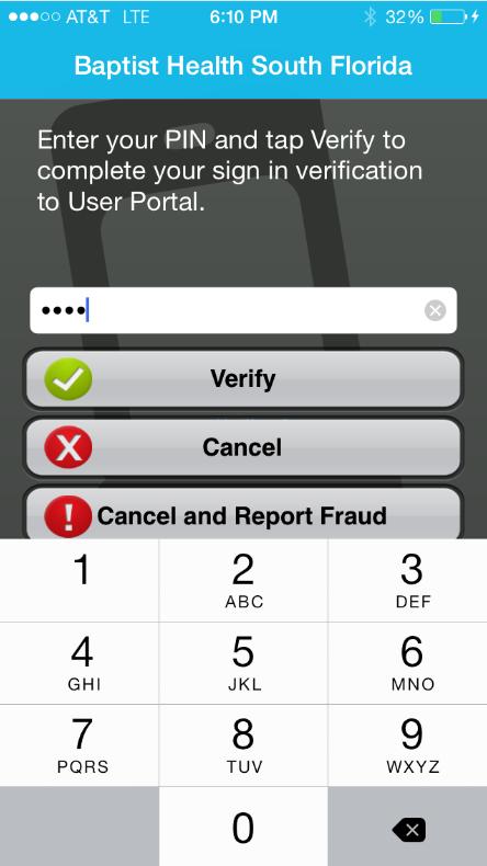 Authentication Mobile App Enter your PIN using the phone