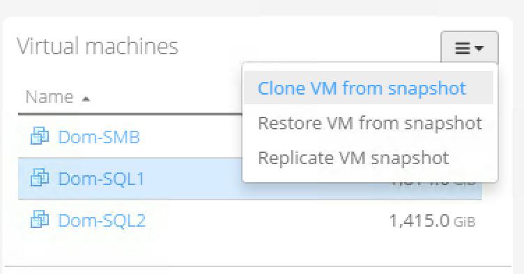 Clone VM from snapshot figure 11 When the SQL Server virtual machine is successfully cloned, you must add the virtual machine to your hypervisor inventory.