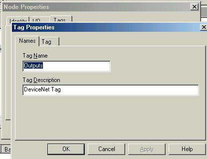 Naming the Output Tag Input the name of the output Tags and select the Tag Tab to configure the properties of each output Tag. Setting the Output Tag Properties Select the output and data type.