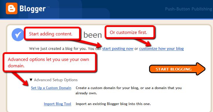 Blogger now makes it easier to buy or use a previously purchased domain name,