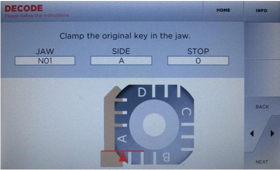 CUT BY DECODE KEY BLANKS 16 NOTE: When using the edge cut jaw side, the AC jaw