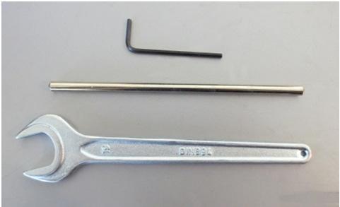 5mm allen tool (included in tool kit) Steel bar (included in tool kit)