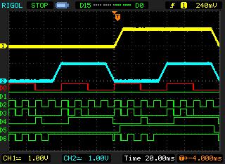 Functionality Waveforms Channel 1 (yellow/top line) PIN#3 (SLP_S3#/DDR_VTT_CNTL) Channel 2 (light blue/2nd line) PIN#6 (VDDQ(1.2V)) D0 PIN#2 (VPP (2.