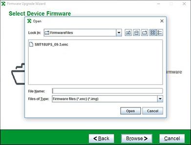 Step Fur Click Brwse t select yur firmware file. The Wizard will display the Firmware File apprpriate fr yur device.