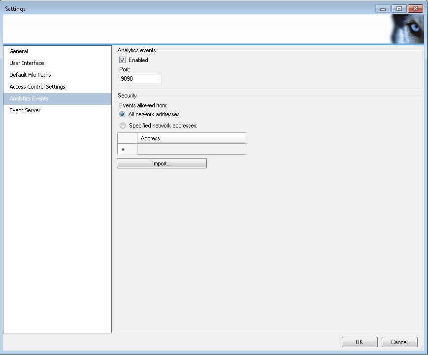 Configuration Enabling Analytics In the Management Client go to Options --> Settings Locate the