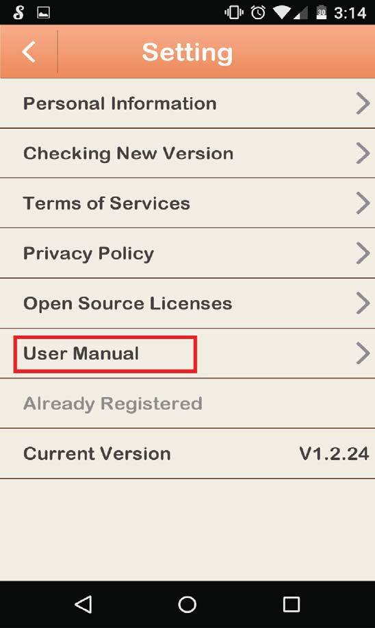 settings icon TAP User Manual