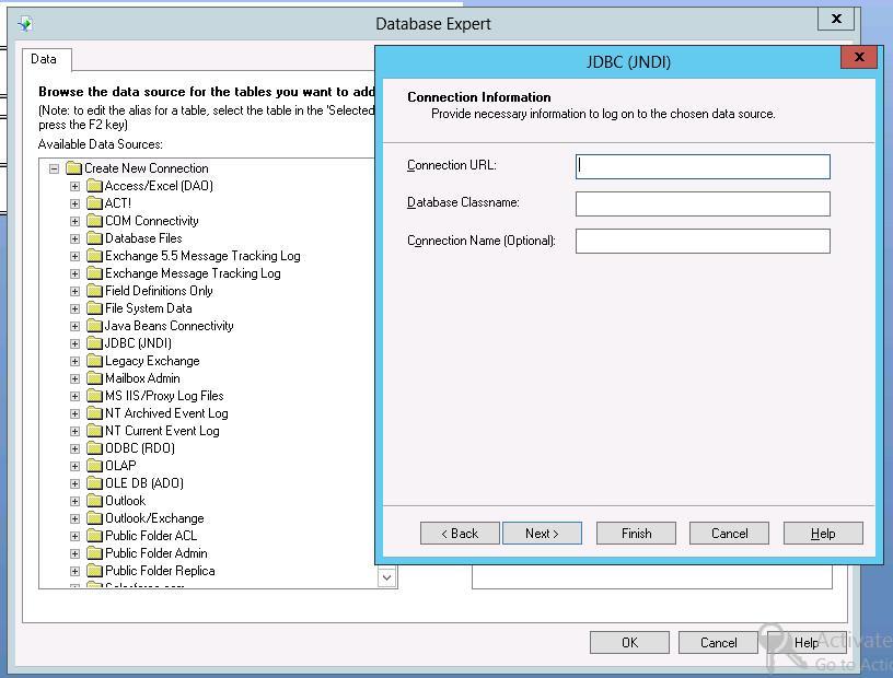 Figure 10 Adding a JDBC connection 3. Configure the following parameters: Connection URL Enter the connection URL: For MSSQL, enter jdbc:jtds:sqlserver://server IP:1433/report_db;tds=8.0. For Oracle, enter jdbc:oracle:thin:@ /Server IP:1521:tnsName.