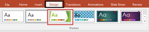 Customizing Presentations Exercise Solution 1. Open the presentation and select the Design tab. 2.
