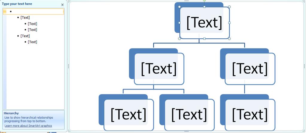 Figure 14 - SmartArt Options From the resulting pop-up (Figure 14), you can select the necessary graphic type. For an Objectives Tree, select Hierarchy from the Hierarchy group.