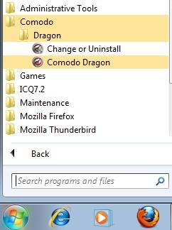 Desktop Start Menu You can launch Comodo Dragon via the Start Menu.