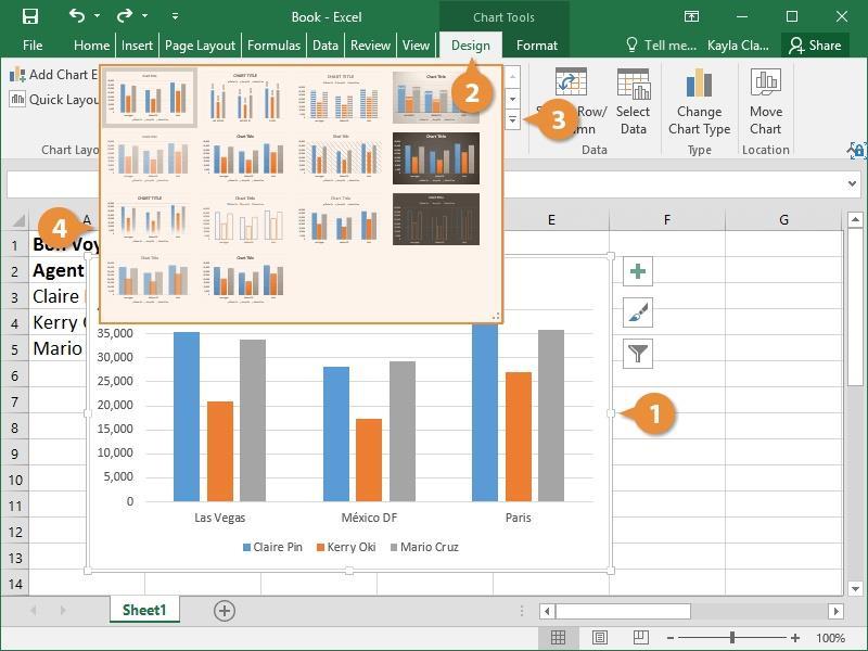 Layout and Style An easy way to change the look and feel of a chart is by applying one of the built-in layouts or styles that are available in Excel.