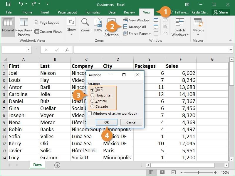 Switch between Windows from Excel Click the View tab. Click Switch Windows. Select the file you want to make active. The selected file becomes the active workbook.