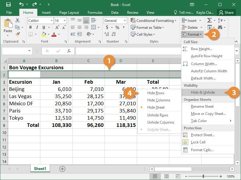 Hide Columns and Rows You can hide rows and columns in a worksheet from view. Data isn t deleted, but simply hidden until it is unhidden again.
