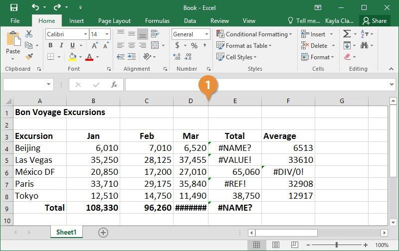 Formula Errors When Excel comes across a formula that it cannot calculate, it displays an error.