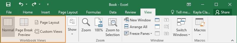 View Workbooks There are several ways to change how a workbook s contents are displayed on the screen using Workbook views. You can also zoom in or out to view more or less of a workbook at a time.
