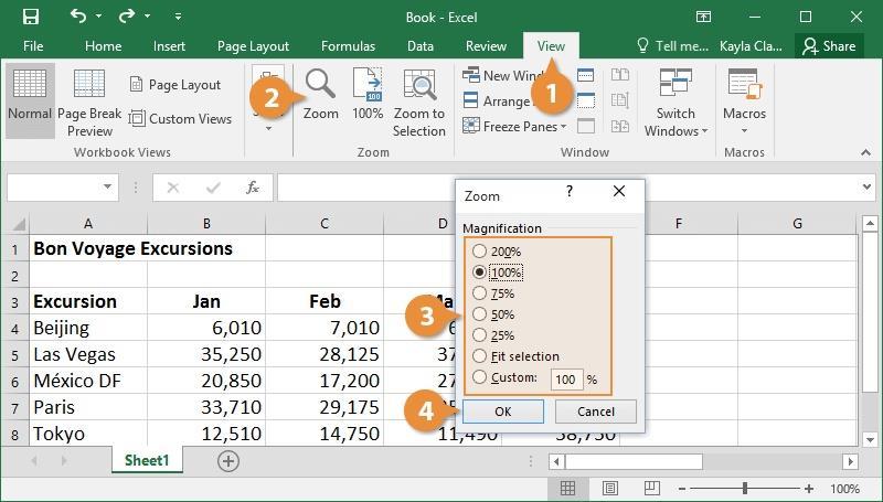 Worksheet View Options Normal View This is the default Excel view, and the one most usually used when creating and editing workbooks. Row and column headers are displayed.