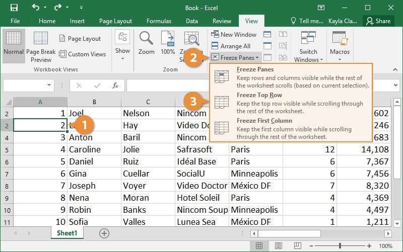 Freeze Rows and Columns When you're working in large spreadsheets, it can be hard to know what you're looking at once you scroll away from the row and column headings.