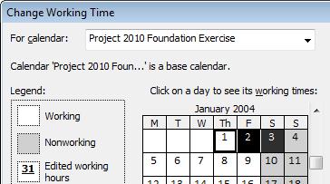 Page 24 - Project 2010 Foundation Level Enter Project 2010 Foundation Exercise as a descriptive name. Click on the OK button. Now let s say that we need to book some time off for holidays.