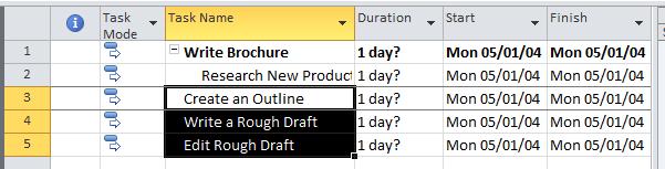 Entering Task Durations Microsoft Project uses 1 day, as the default length, for
