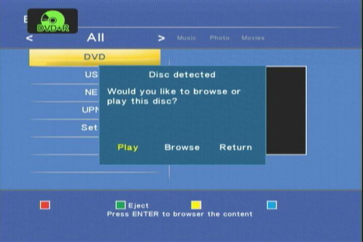 Eject button: Press green key on the remote control to eject the DVD-loader.