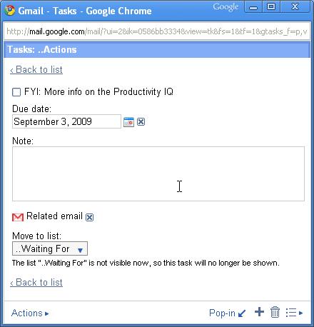 Select a due date if there is one and change the Move to List option to..waiting For.