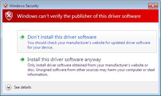 Note: If the message Windows can't verify the publisher of this driver software displays, select Install this driver software anyway (see Figure 21). Figure 21. Windows Security Message 10.