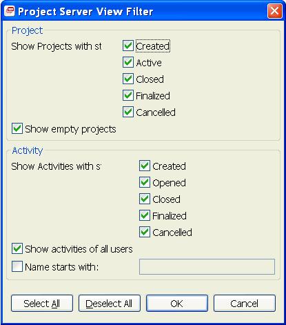Infor LN Project Server Show Projects with status Select one or more project statuses. The view only shows projects that have one of these statuses.