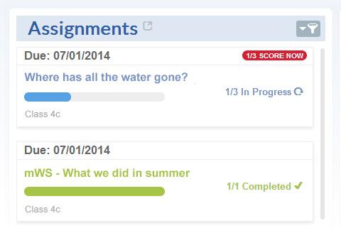 Assignments and Report Gadget Filters To view assignments for a single